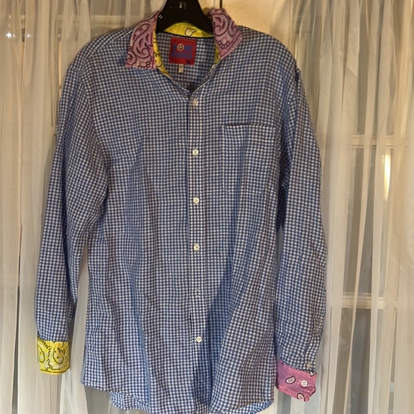 Romi Basha Lana Shirt Women’s Large Picnic Pattern Bandana Trim - Picture 5 of 11